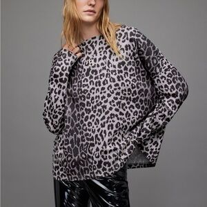 Allsaints Rita Leppo Leopard Print Long Sleeve Top- oversized fit